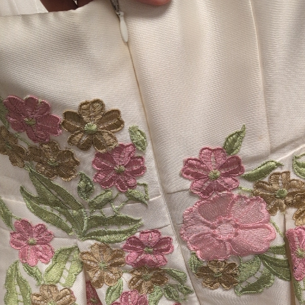 Jovani Ivory Dress with Pink and Green Floral Design - Picture 11 of 11